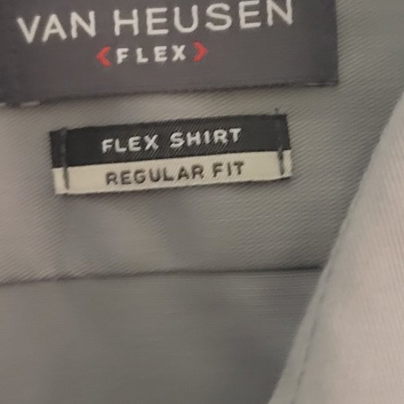 VAN HEUSEN MENS DRESS SHIRT GRAY REGULAR FIT - Picture 4 of 4